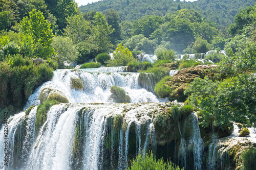 Beautiful view of waterfall in KRKA national park  Croatia.