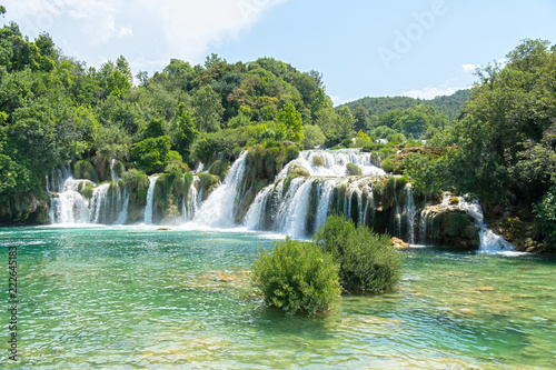 Fototapeta Naklejka Na Ścianę i Meble -  Beautiful view of waterfall in KRKA national park, Croatia.