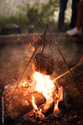 the flame of love. bonfire into a blaze. close-up photo photo