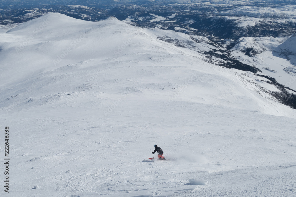 skier on mountain slope - gaustatoppen, norway