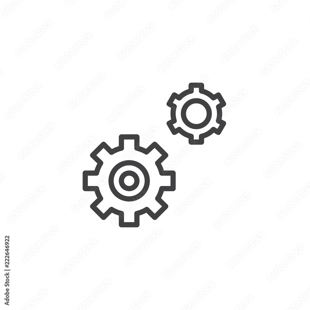 Cogwheel gear mechanism outline icon. linear style sign for mobile concept and web design. Settings simple line vector icon. Symbol, logo illustration. Pixel perfect vector graphics Cogwheel gear mechanism outline icon. linear style sign for mobile concept and web design. Settings simple line vector icon. Symbol, logo illustration. Pixel perfect vector graphics