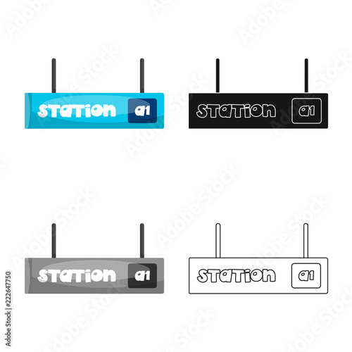 Vector illustration of train and station symbol. Collection of train and ticket stock vector illustration.