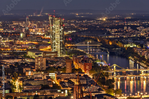 Blick vom Main Tower auf die Europäische Zentralbank in Frankfurt am Main