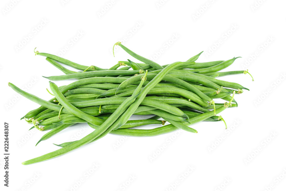 Pile of green wax beans isolated on white background Pile of green wax beans isolated on white background