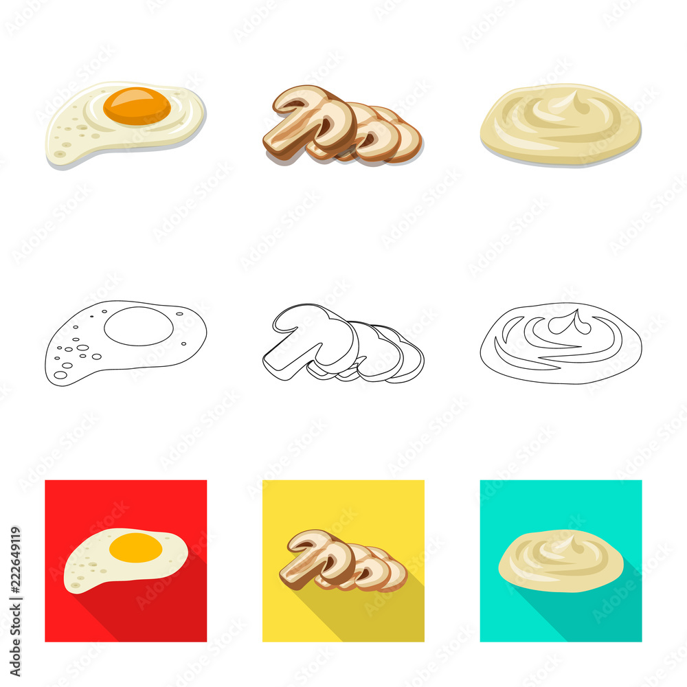 Isolated object of burger and sandwich logo. Set of burger and slice vector icon for stock.
