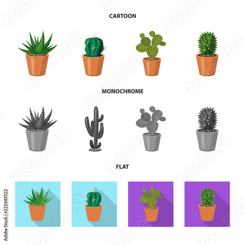 Isolated object of cactus and pot sign. Set of cactus and cacti stock vector illustration. © Svitlana