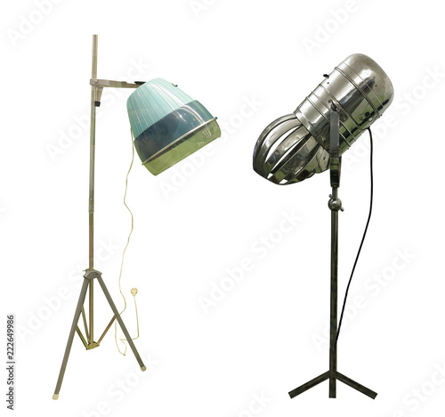 Vintage old hair dryer isolated over white