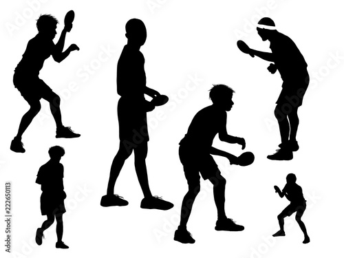 set of silhouette man playing table tennis