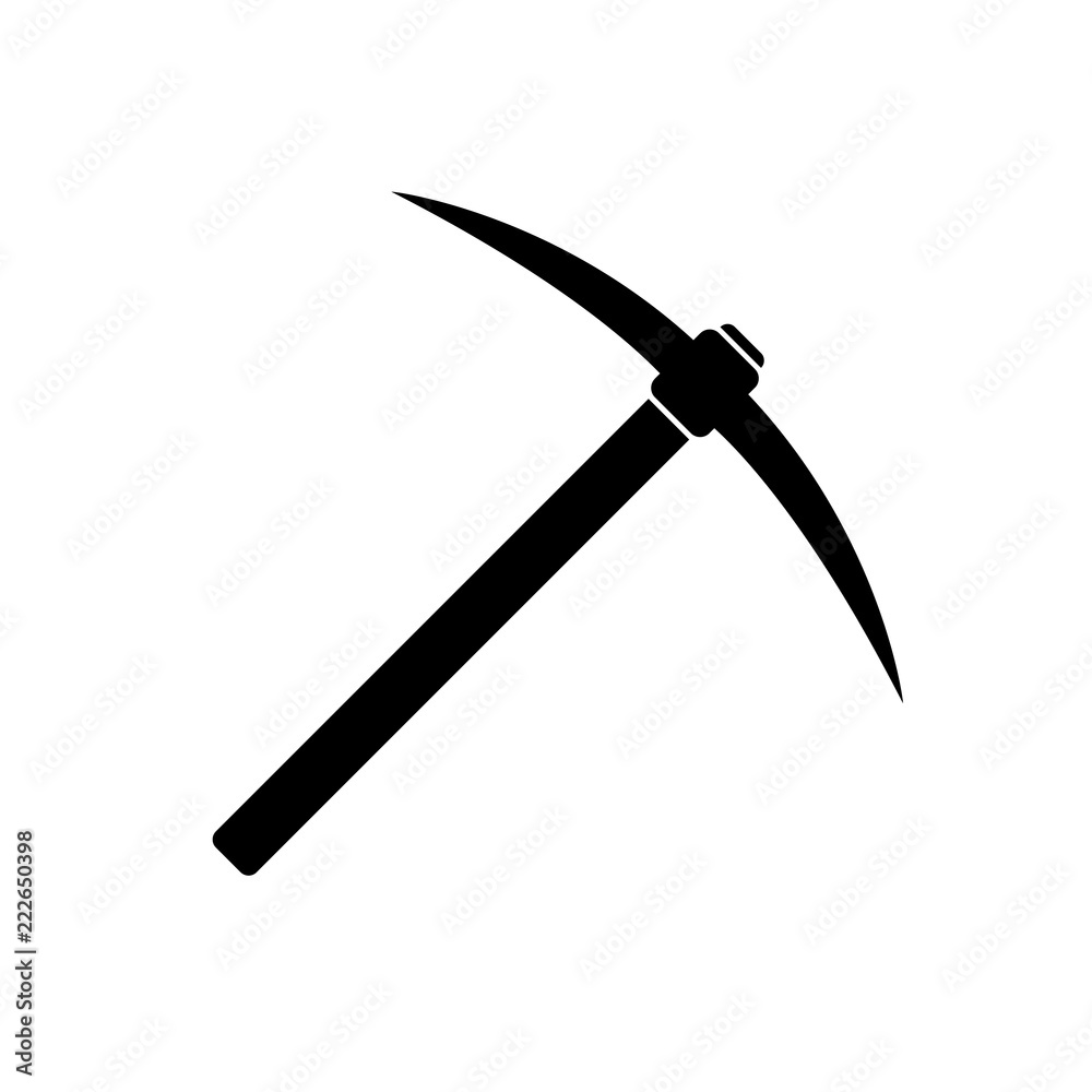 Pickaxe icon, silhouette, logo on white background Pickaxe icon, silhouette, logo on white background