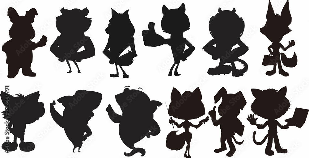 アニメの動物の世界のシルエット Stock Vector Adobe Stock