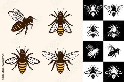 Fotobehang Vector bee icons