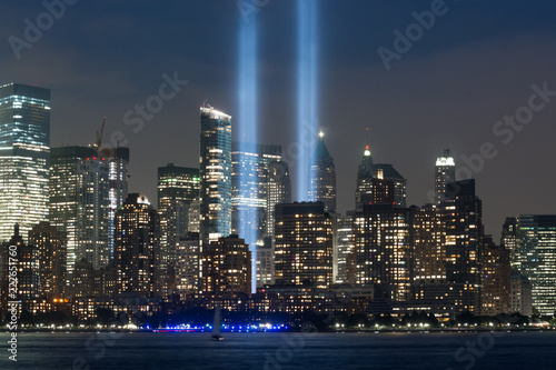 Tribute in Light Skyline Zoom Shot, Manhattan, New York City