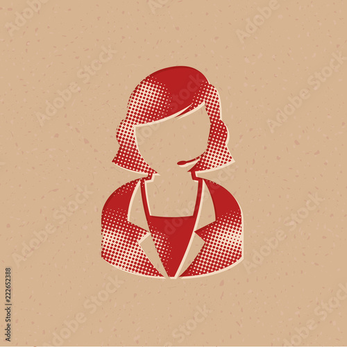 Halftone Icon - Female receptionist