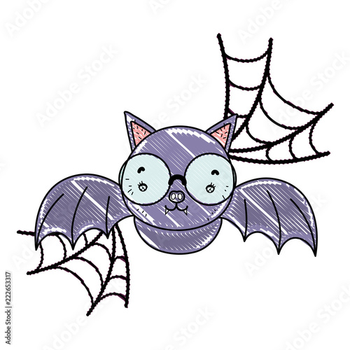 grated bat flying wearing glasses and spiderweb