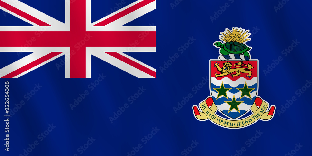 Naklejka premium Cayman Islands flag with waving effect, official proportion.