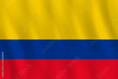 Colombia flag with waving effect, official proportion.
