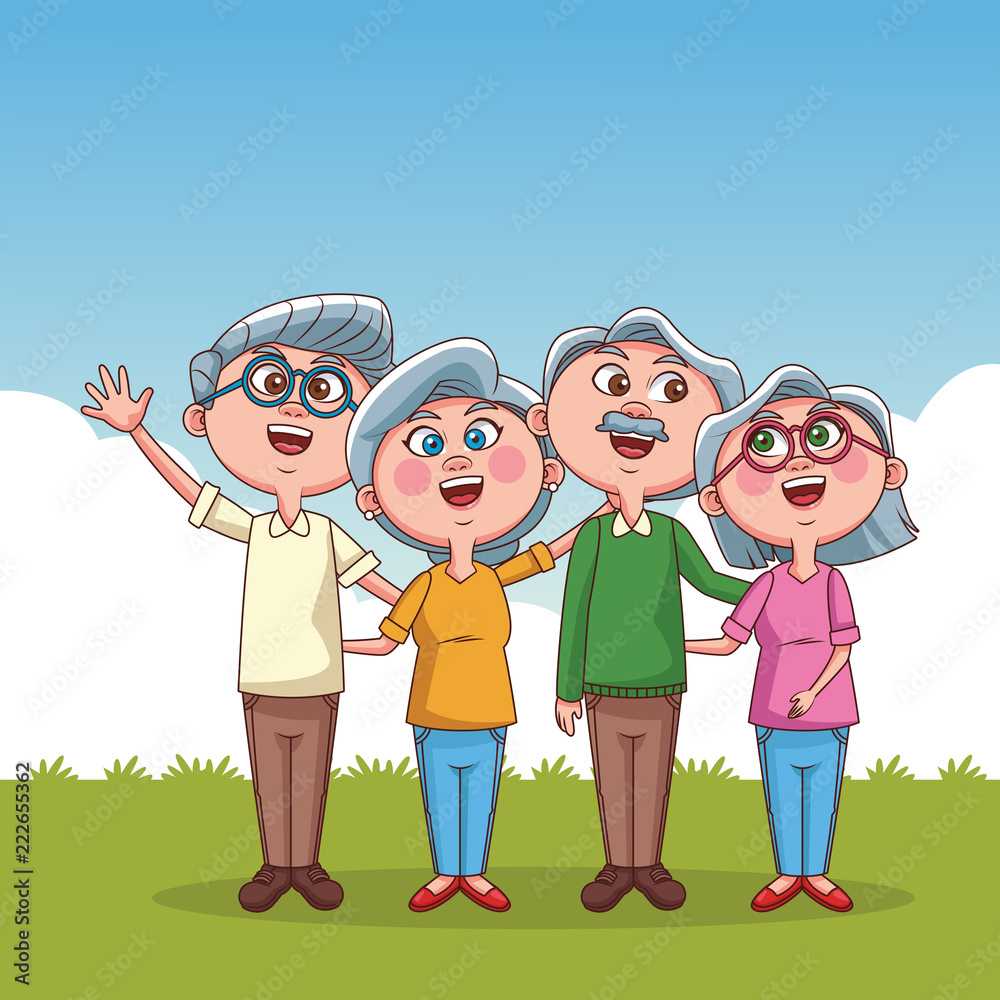 Grandparent couple cartoons