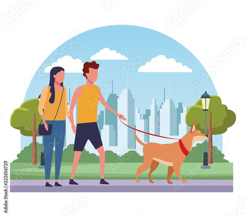 Peope at park cartoons