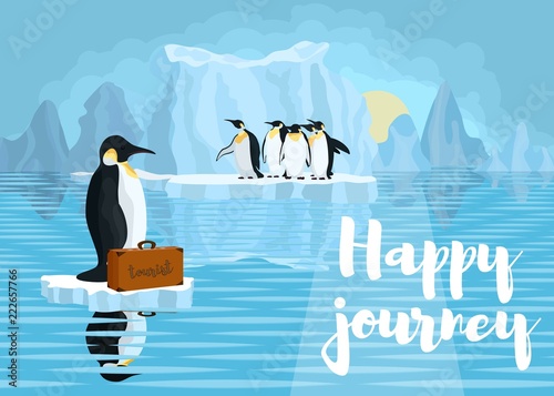 poster with penguins. the fight against global warming of the pl