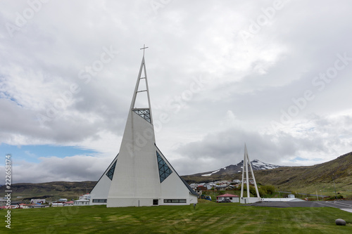 Modern church in the city Olafsvik in the west of Iceland © kelifamily