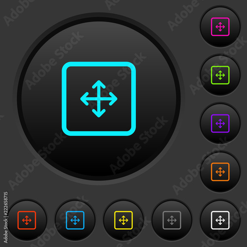 Drag object dark push buttons with color icons