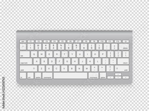 Modern computer keyboard illustration. Vector object isolated on transparent background