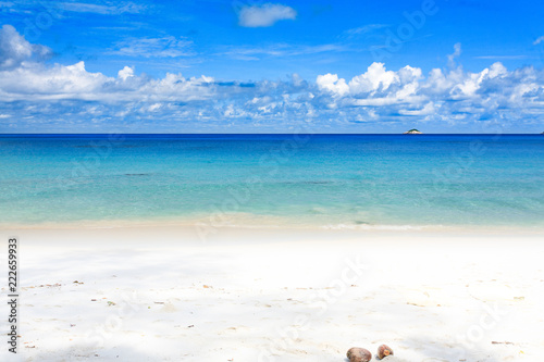 Seychelles Beach with white Sand and blue water