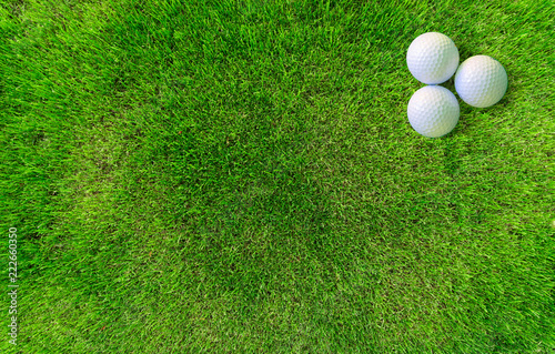 Two Golf Balls Lying on Green Grass View from Above