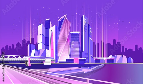 Moscow city neon