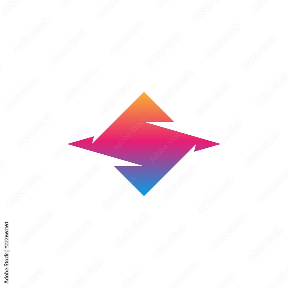 Letter S logo abstract hooked geometric shape of the intersection of two rhombuses, modern gradient color, technological emblem for identity of the industry application. Letter S logo abstract hooked geometric shape of the intersection of two rhombuses, modern gradient color, technological emblem for identity of the industry application.