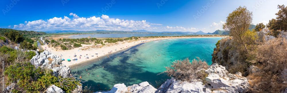 Amazing tropical sandy beach of Voidokilia, Peloponnese, Greece.