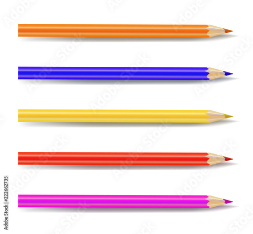 Vector Set of Colored Pencils, Art Supplies Isolated.