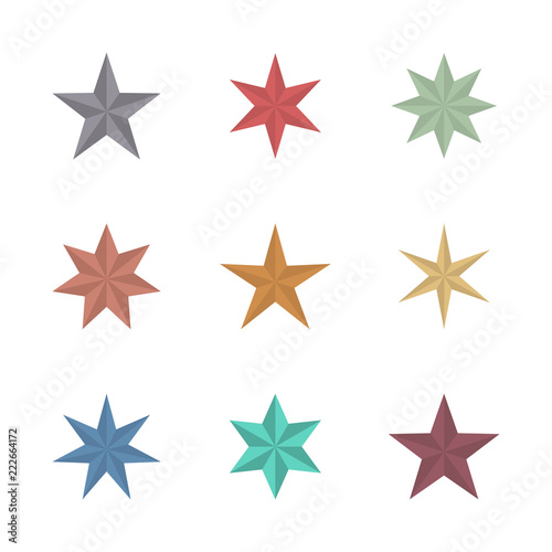 Flat star with 3d effect  vector illustration.