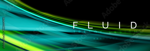 Wave fluid flowing colors motion effect, holographic abstract background. Vector illustration
