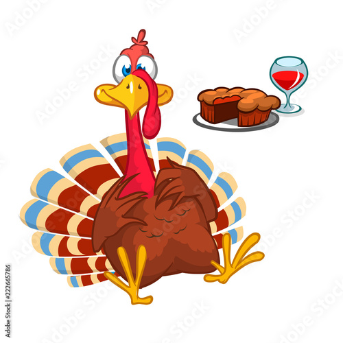 Cartoon funny turkey character for Thanksgiving