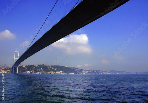 Panoramic view of the first intercontinental bridge of Bosporus in Istanbul