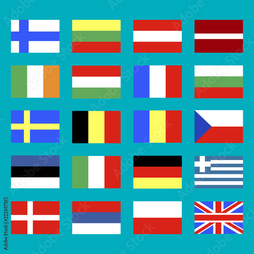 Flags of different countries vector illustration.