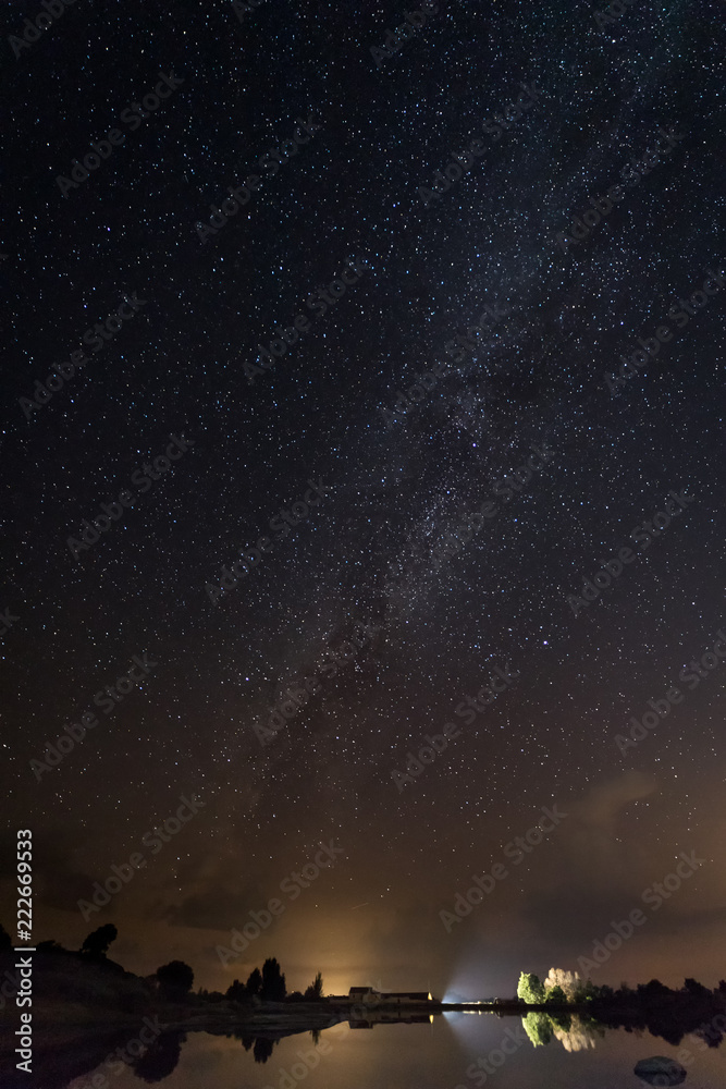 Fototapeta premium Night photography with Milky Way in Natural Area of Barruecos. Extremadura. Spain.