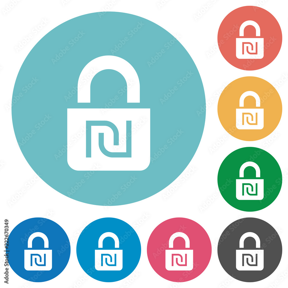 Locked Shekels flat round icons Locked Shekels flat round icons