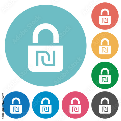 Locked Shekels flat round icons