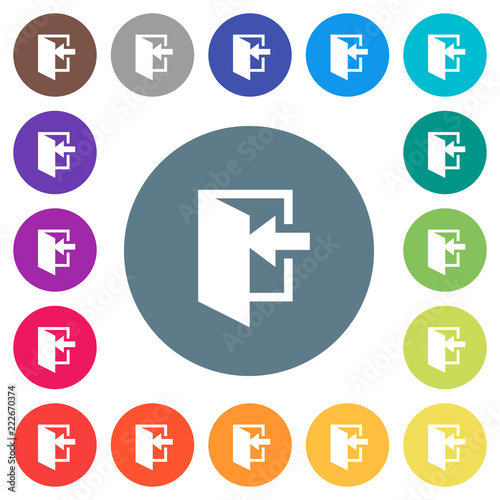Enter flat white icons on round color backgrounds
