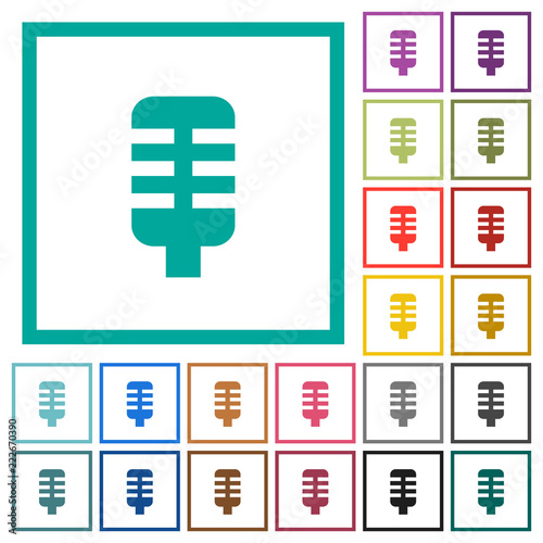 Microphone flat color icons with quadrant frames