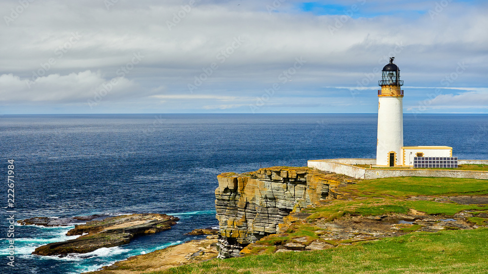 Lighthouse powered with solar energy, Westray, Orkney islands, Scotland