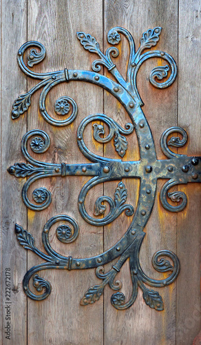 Old door hinge made of steel in St Magnus Cathedral, Kirkwall, Scotland