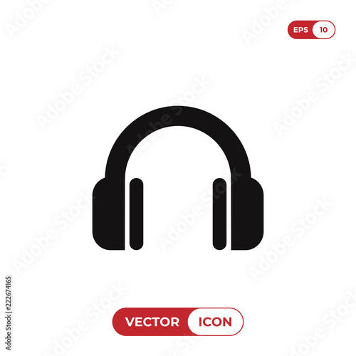 Headphone vector icon. Headset, music, audio, dj symbol.