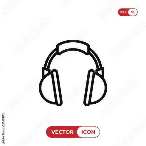 Headphone vector icon. Headset, music, audio, dj symbol.