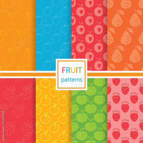 Fruits seamless patterns set