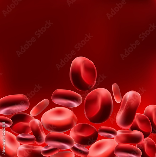 Red blood cells Use as a medical illustration is a 3d image and the word is written.