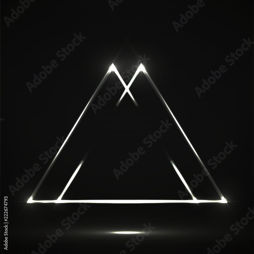 Abstract neon triangle with glowing lines. Vector design element