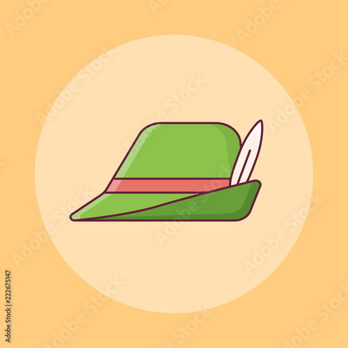 Oktoberfest bavarian hat flat line icon. Vector illustration.